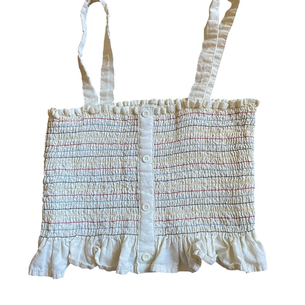 Urban Outfitters Cream Smocked Crop Top